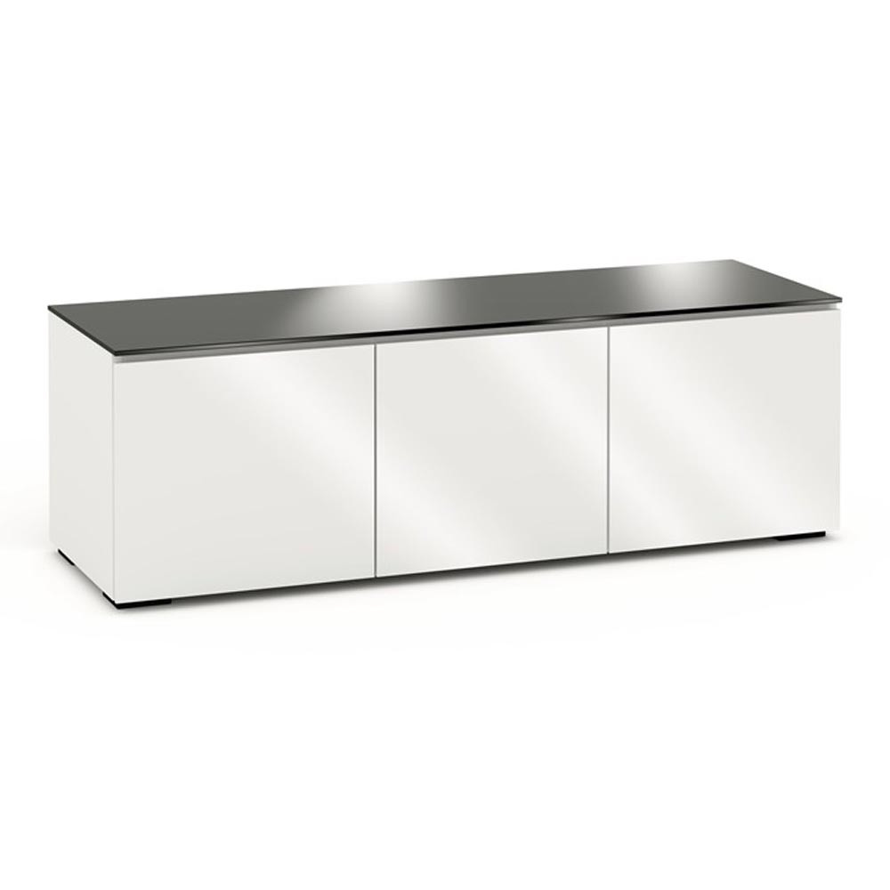 Salamander Miami 245 Quad-Width AV Cabinet in Gloss White / Black Glass