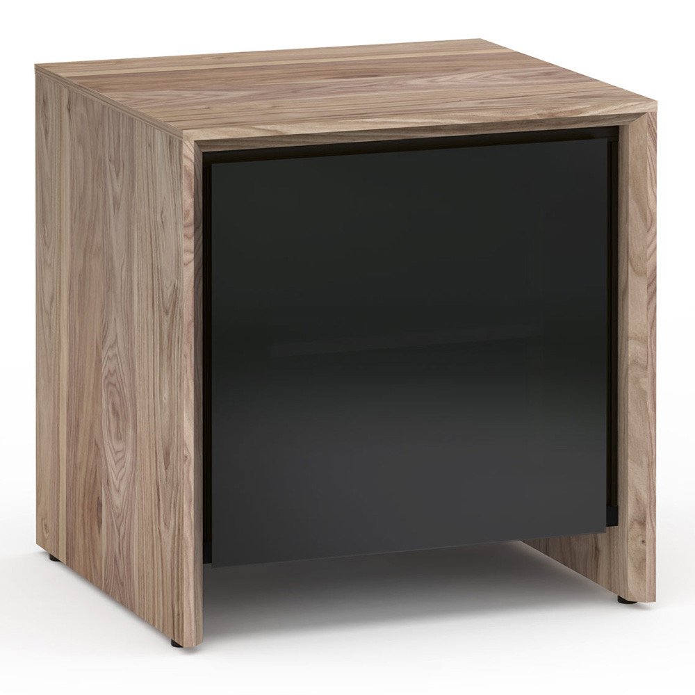 Salamander Designs Barcelona 217 Single-Width AV Cabinet in Natural Walnut / Black Glass