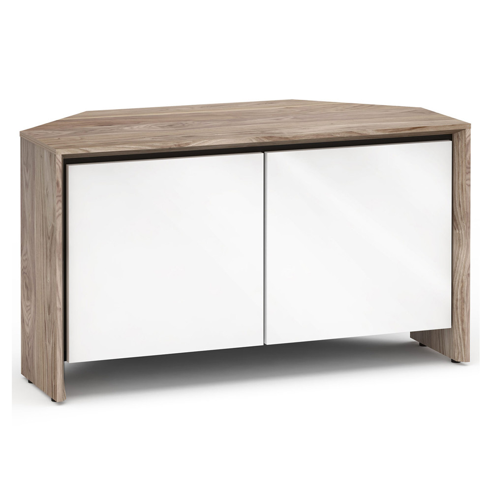Salamander Designs Barcelona 221 Corner Double-Width AV Cabinet in Natural Walnut / Gloss White