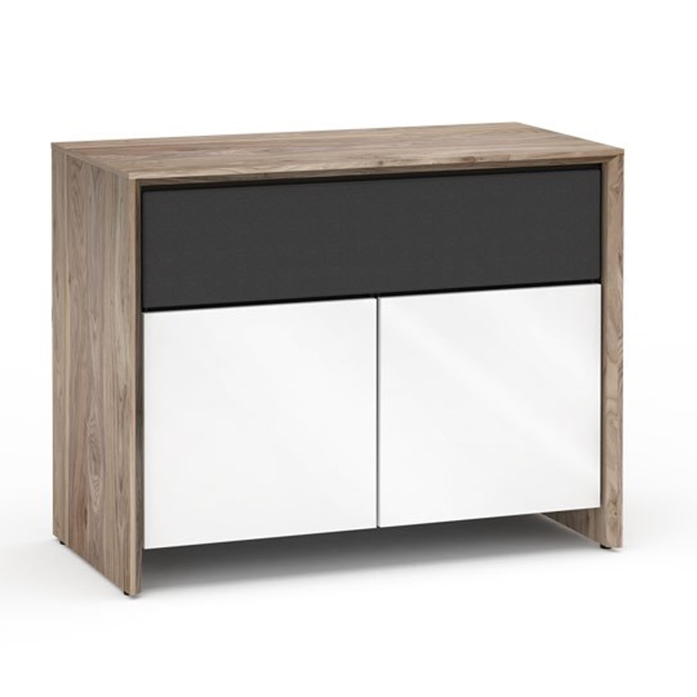 Salamander Designs Barcelona 329 Double-Width AV Cabinet in Natural Walnut / Gloss White