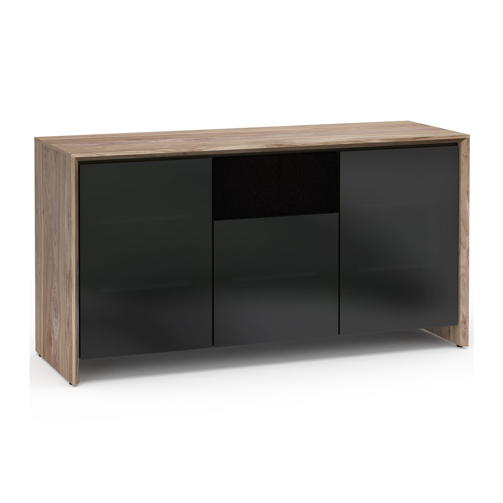 Salamander Designs Barcelona 336 Triple-Width AV Cabinet in Natural Walnut / Black Glass