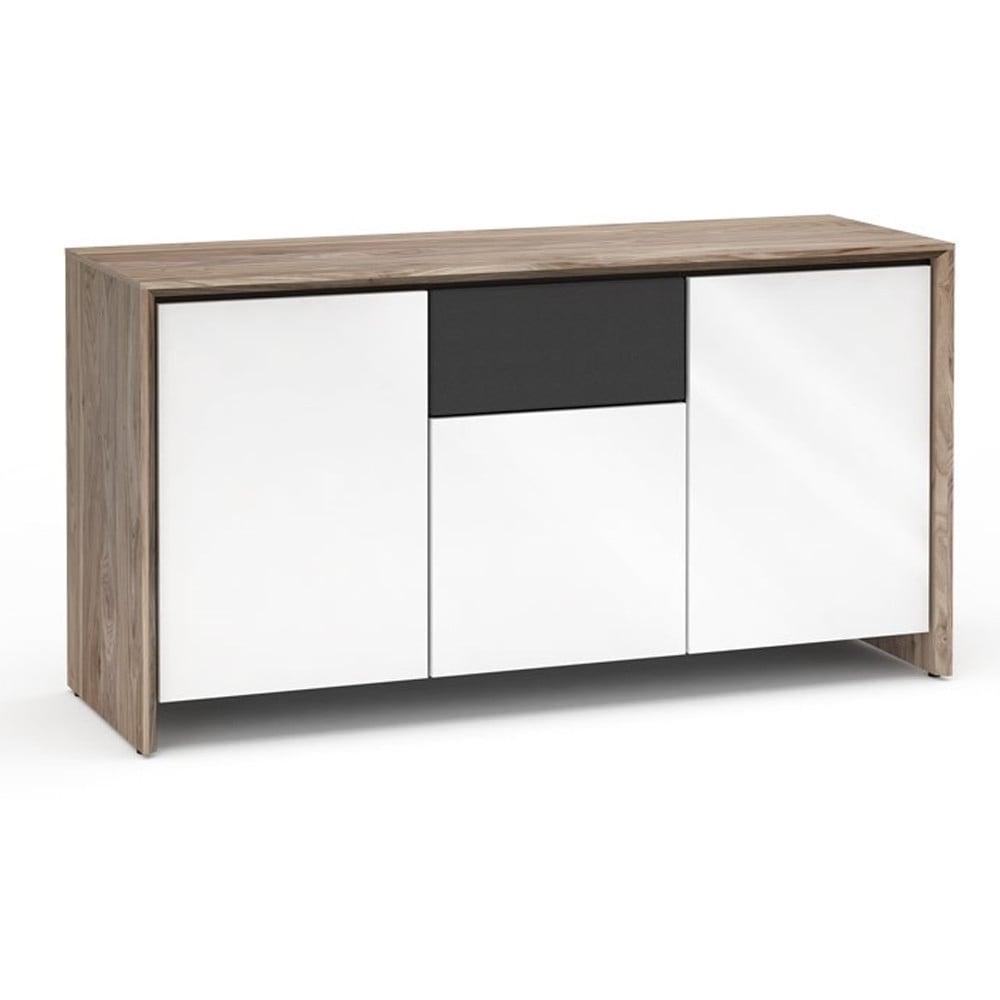 Salamander Barcelona 336 Triple-Width AV Cabinet in Natural Walnut / Gloss White