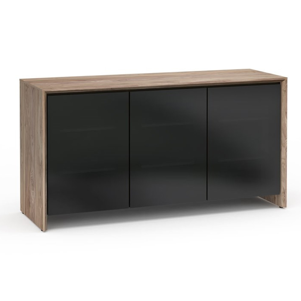 Salamander Designs Barcelona 337 Triple-Width AV Cabinet in Natural Walnut / Black Glass