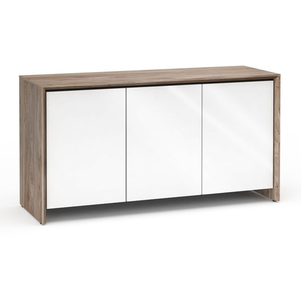 Salamander Barcelona 337 Triple-Width AV Cabinet in Natural Walnut / Gloss White