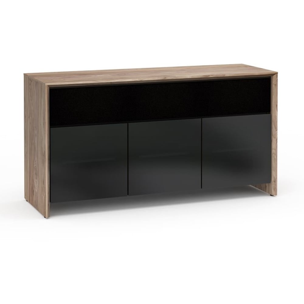 Salamander Barcelona 339 Triple-Width AV Cabinet in Natural Walnut / Black Glass