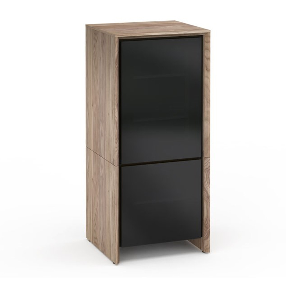 Salamander Barcelona 517 Single-Width AV Cabinet in Natural Walnut / Black Glass
