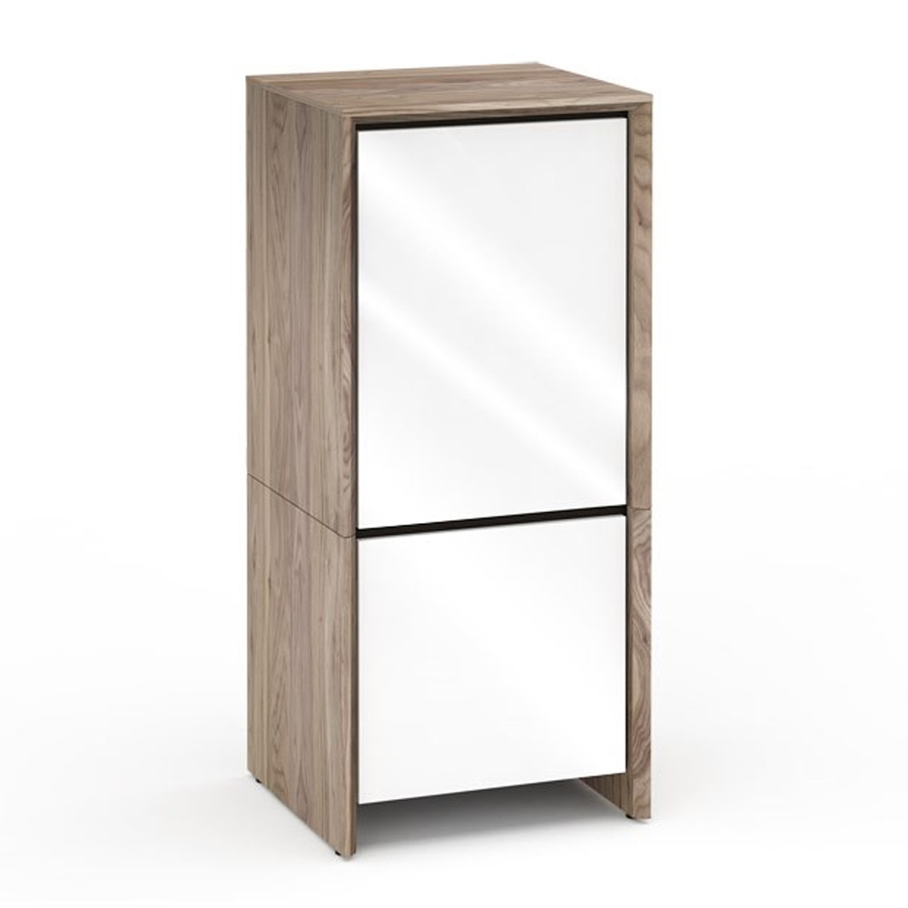 Salamander Designs Barcelona 517 Single-Width AV Cabinet in Natural Walnut / Gloss White