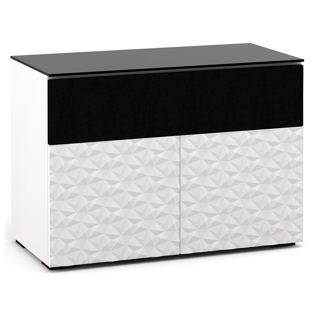 Salamander Milan 329 Double-Width AV Cabinet in White / Black Glass