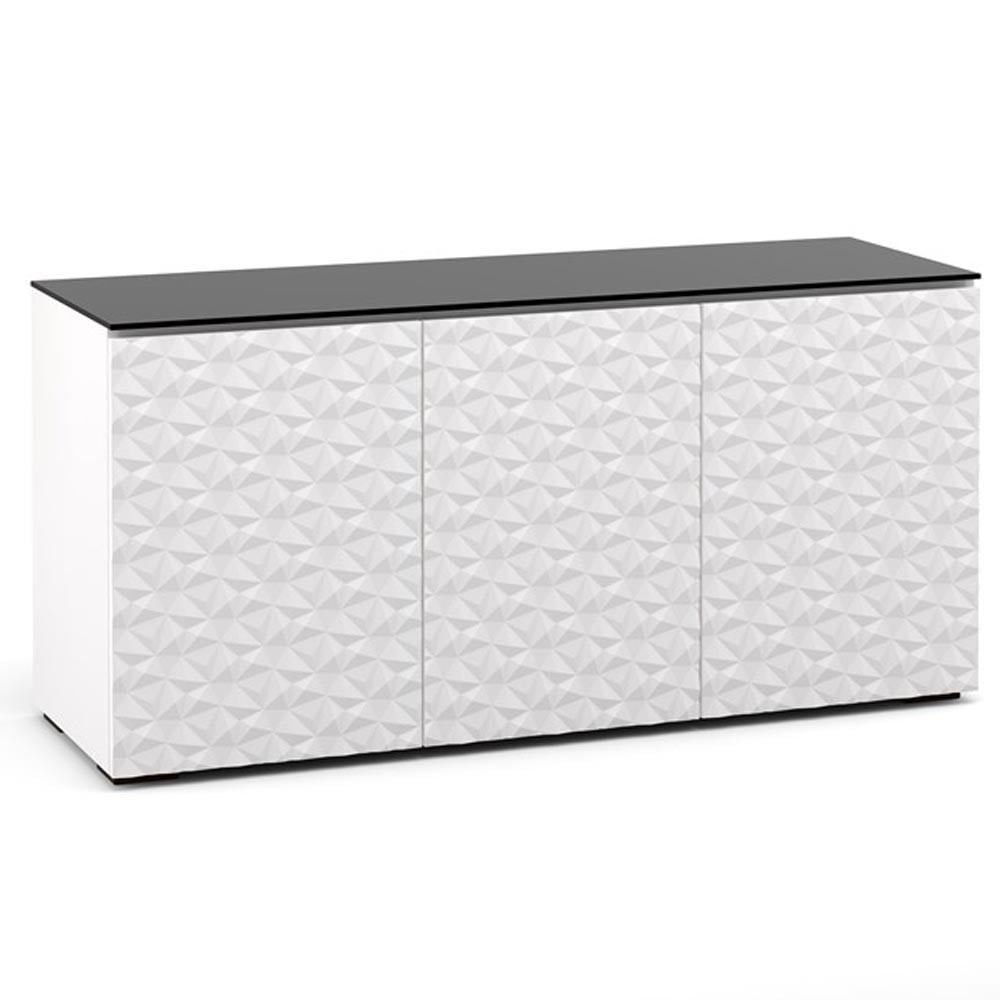 Salamander Milan 337 Triple-Width AV Cabinet in White / Black Glass