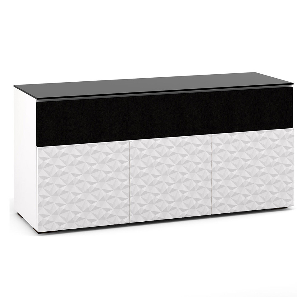 Salamander Milan 339 Triple-Width AV Cabinet in White / Black Glass