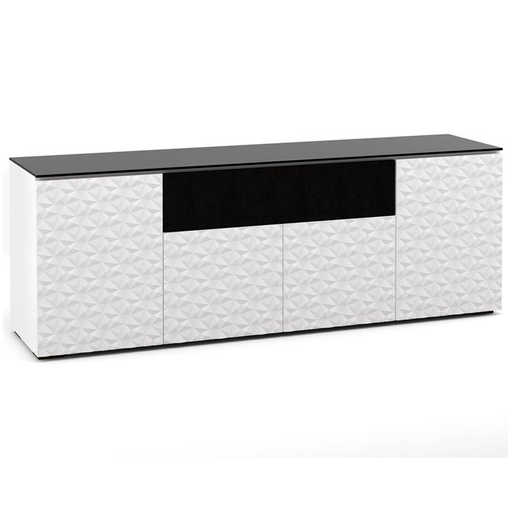 Salamander Milan 345 Quad-Width AV Cabinet in White / Black Glass