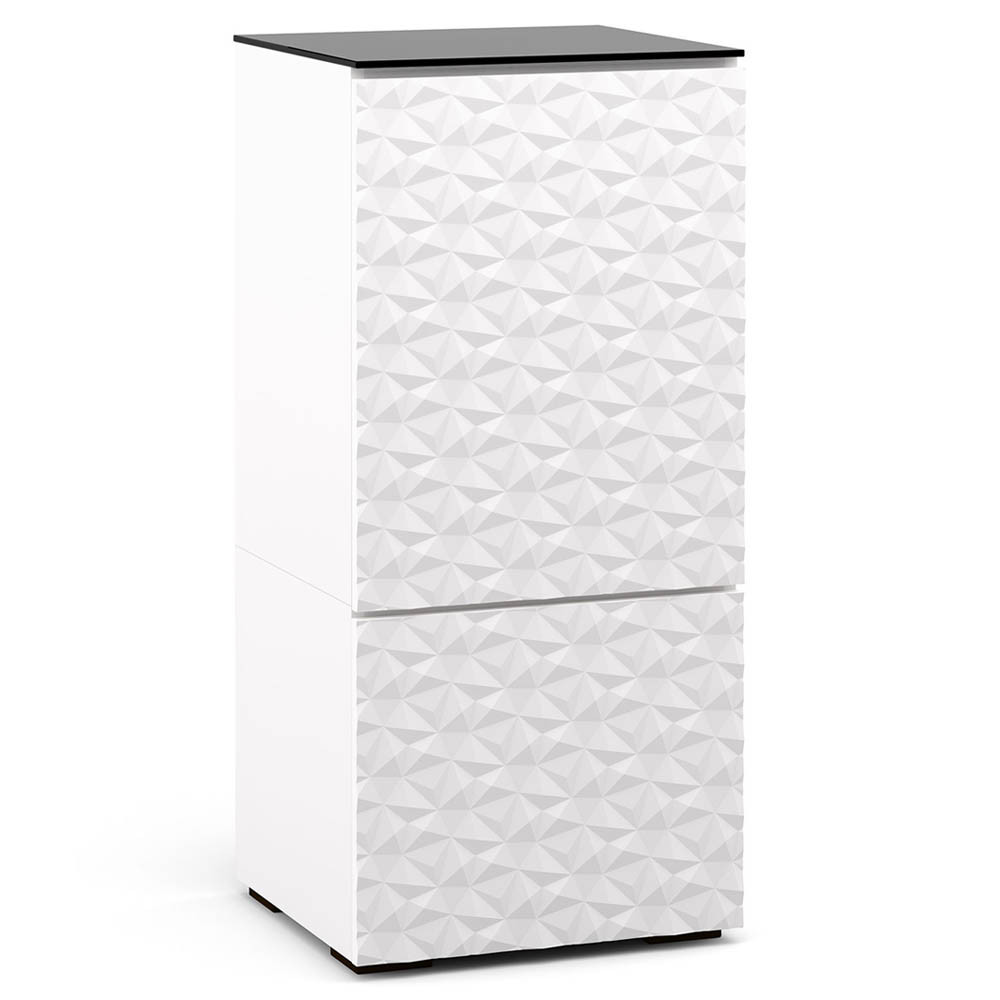 Salamander Milan 517 Single-Width AV Cabinet in White / Black Glass