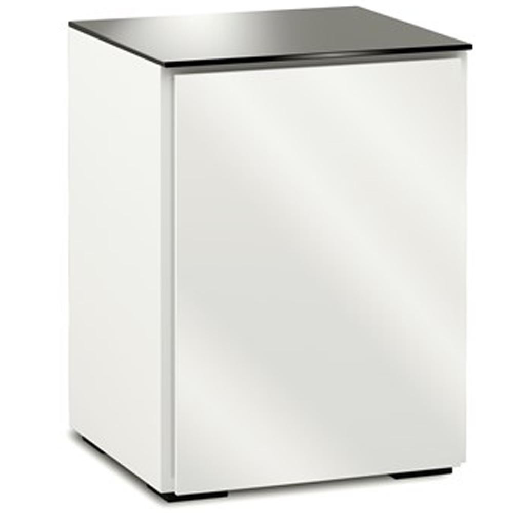 Salamander Miami 317 Single-Width AV Cabinet in Gloss White / Black Glass