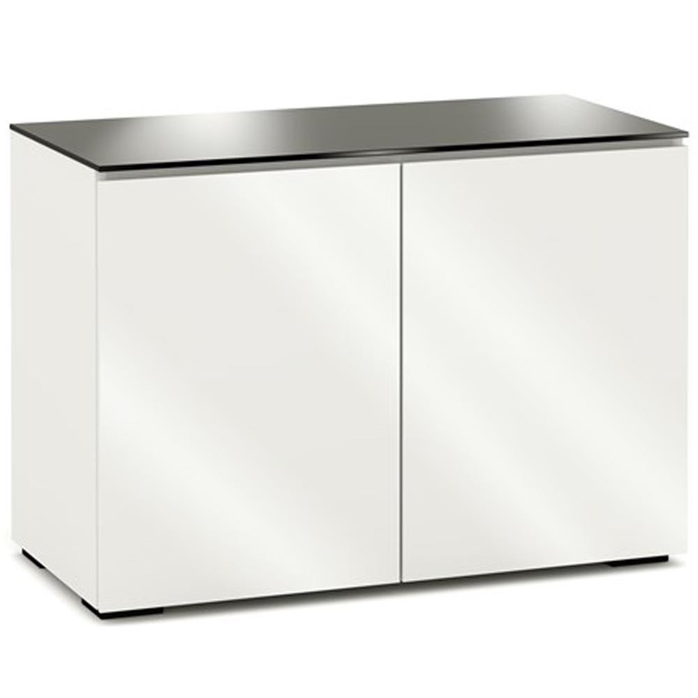 Salamander Miami 323 Double-Width AV Cabinet in Gloss White / Black Glass