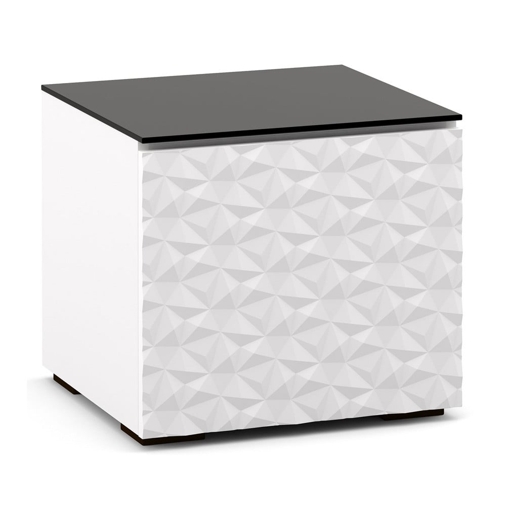 Salamander Milan 217 AV Cabinet in White w/ 3D Geometric Pattern Doors
